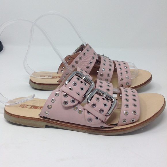 Sol Sana Pink Studded Foster Leather Sandals 36/6 - Picture 6 of 9